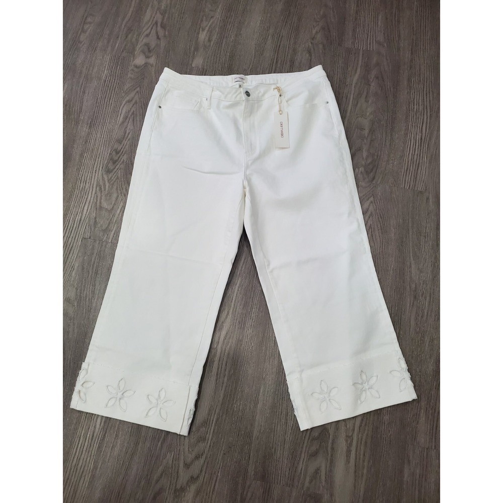 Driftwood Women Jeans 20 White Charlee Cuff Straight  Zip Fly